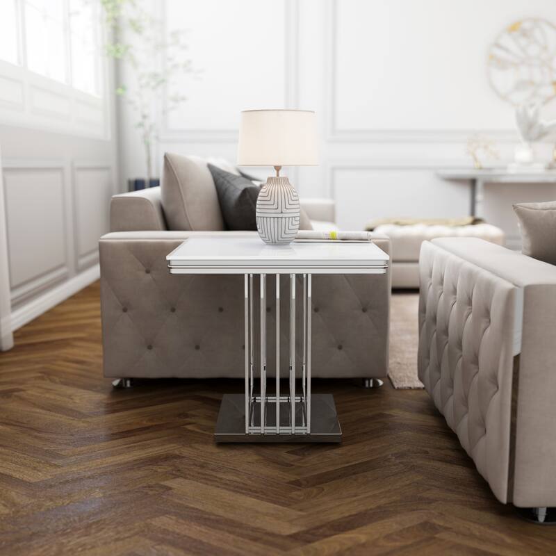 Glass End Table Side Table Corner Table with Gold Base