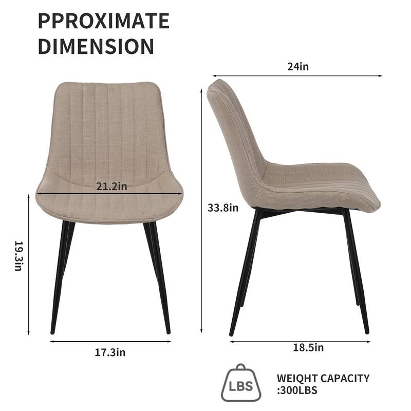 Upholstered Dining Chairs Set of 4, Fabric Dining Room Chairs with Metal Legs, Modern Home Office/Kitchen Chairs