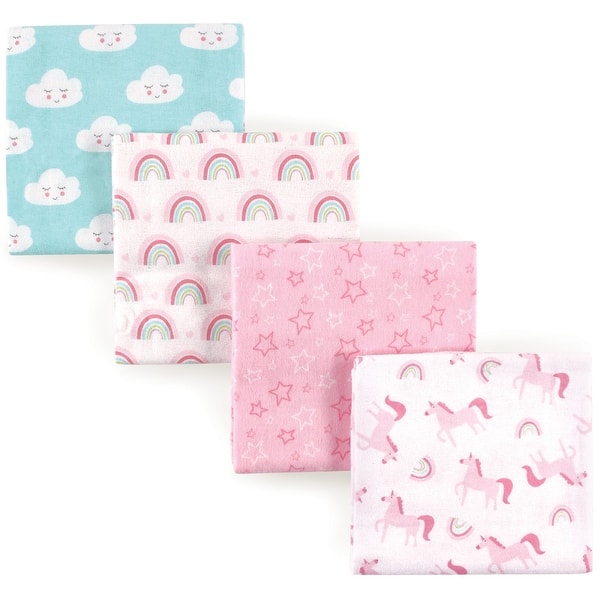 slide 1 of 1, Luvable Friends Baby Girl Cotton Flannel Receiving Blankets, Rainbow 4-Pack, One Size - Rainbow 4-Pack - One Size Rainbow 4-Pack - One Size