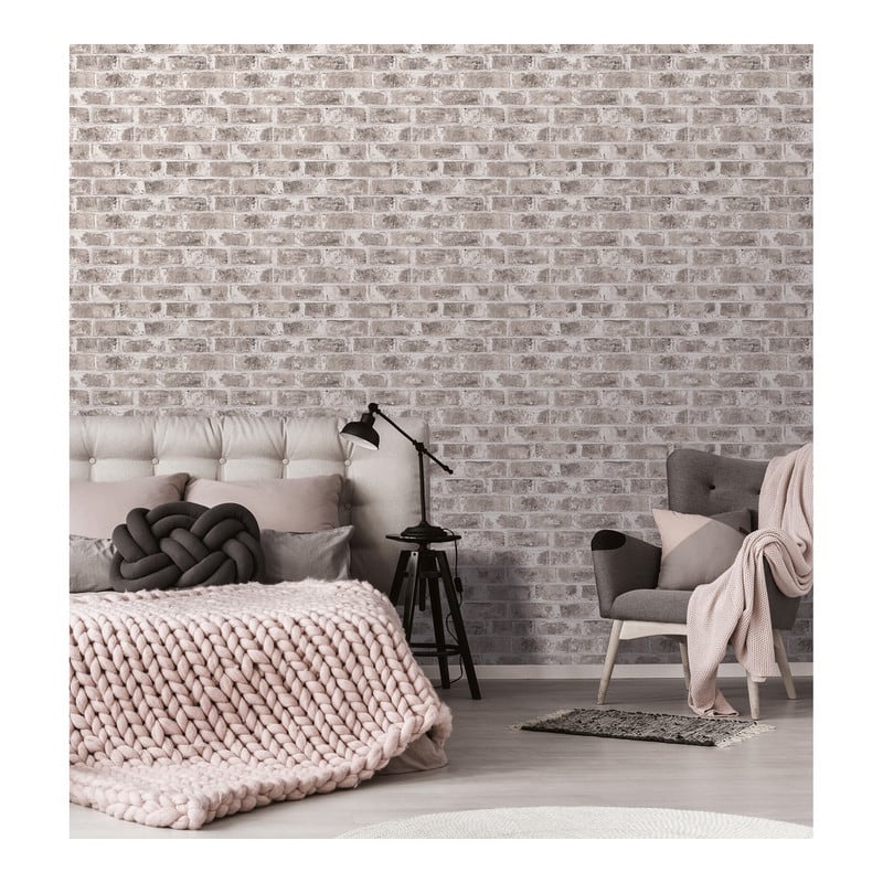 Brewster Jomax Grey Warehouse Brick Wallpaper - 20.5 x 396 x 0.025