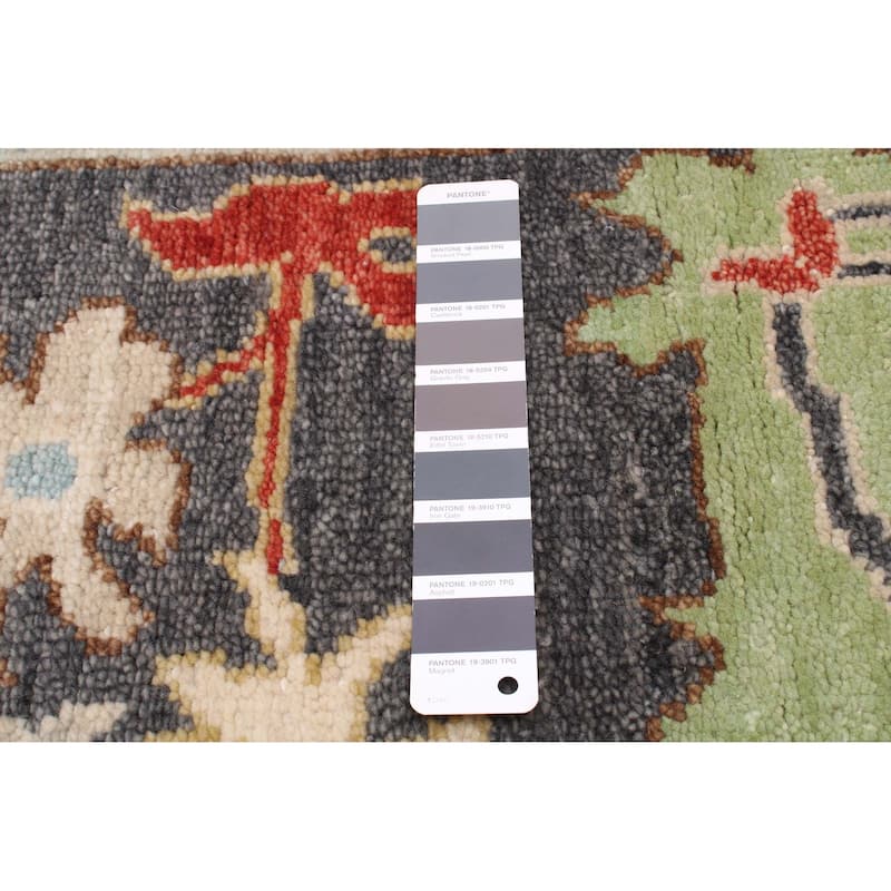 ECARPETGALLERY Hand-knotted Modern Oushak Dark Grey Wool Rug - 9'0 x 12'0