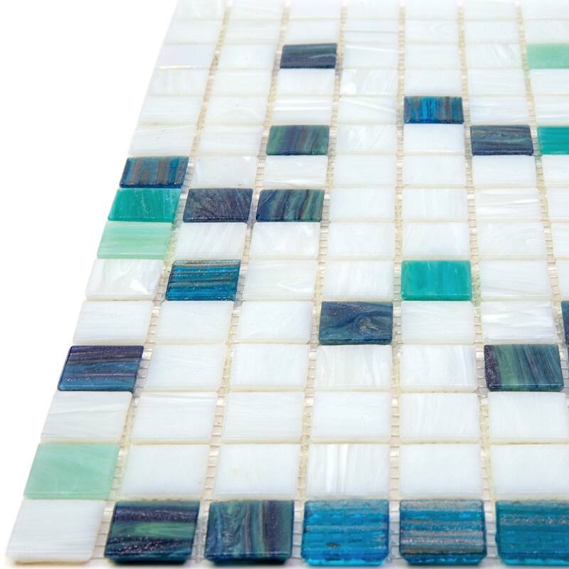 Apollo tile 12" x 12" Mingles Glossy White Green Glass Tile (20 sq ft/case) - 20 Pack