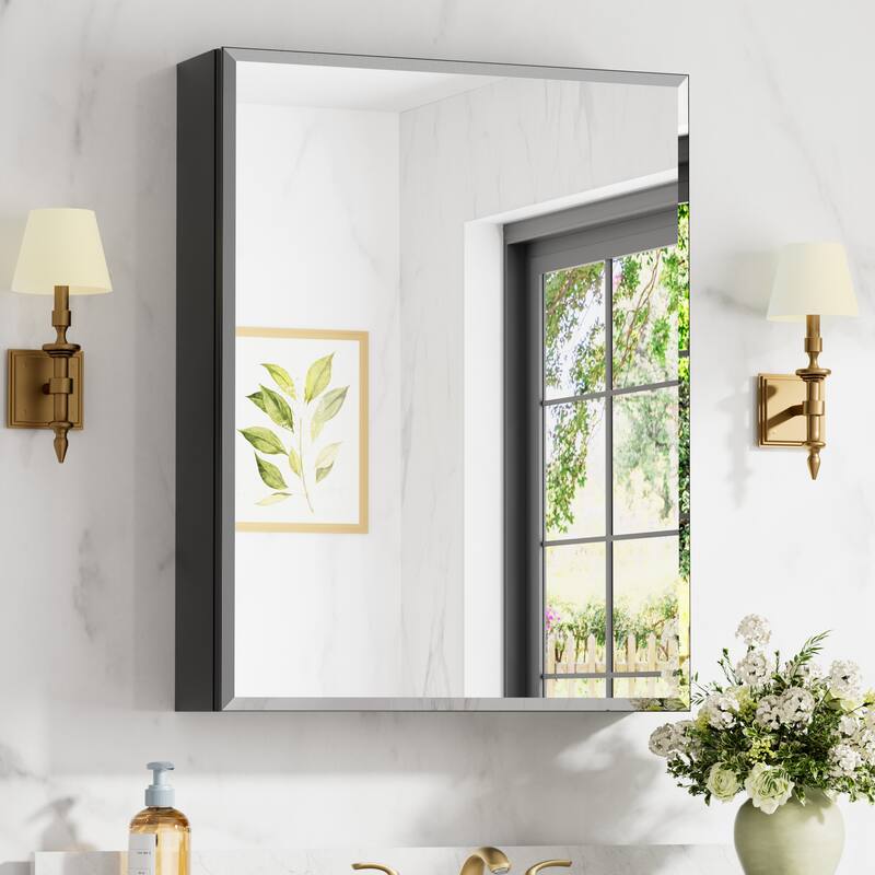 Belle Medicine Cabinet with Mirror, Adjustable Shelves, Recessed or Wall Mount - 24 in. W x 30 in. H