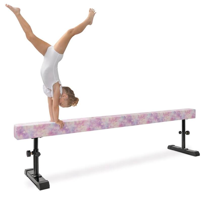 Milliard Patented Adjustable Balance Beam, High and Low (7'7") Floor Beam Suede Gymnastics Competition Style Training with Legs