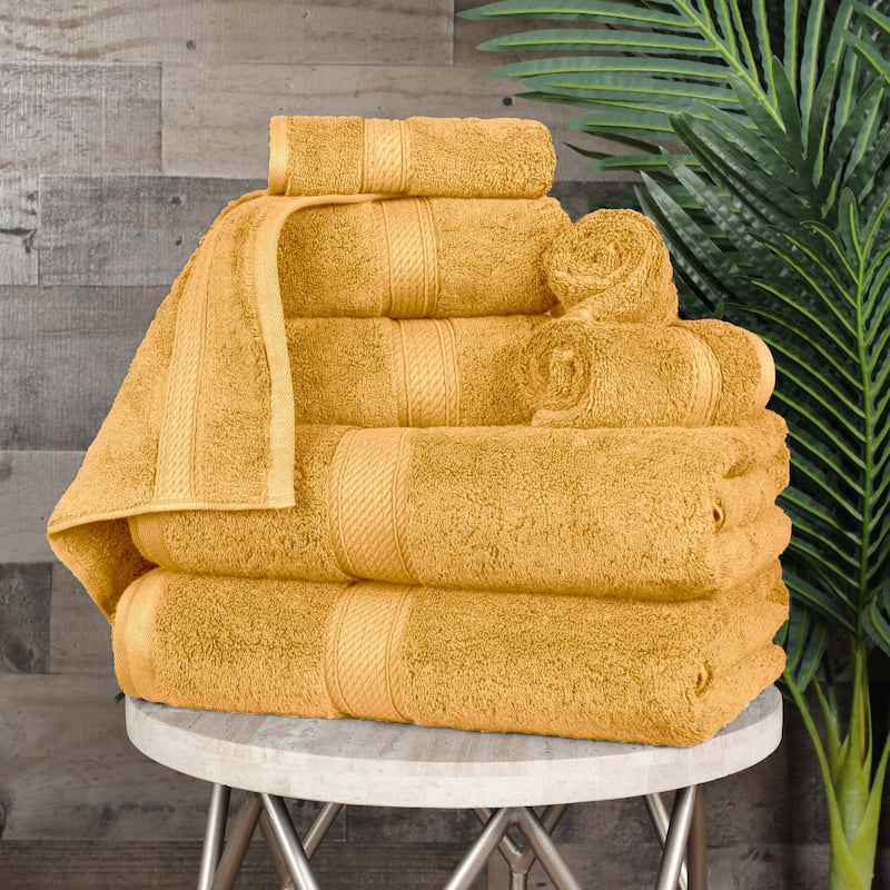 Superior Egyptian Cotton Pile Heavyweight 8-Piece Towel Set - Gold
