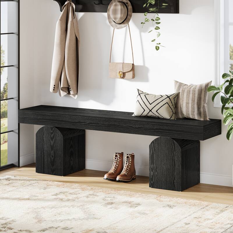 59" Entryway Bench Long Shoe Bench Wooden Indoor Bench - /
