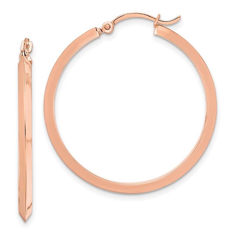 Curata 14k Rose Gold Polished Hoop Earrings - 32.75x31.75mm