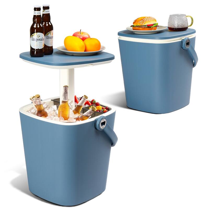 4 Gallon Cooler Table Portable Side Table With Handle Outdoor - 13.39"D x 14.57"W x 22.83"H