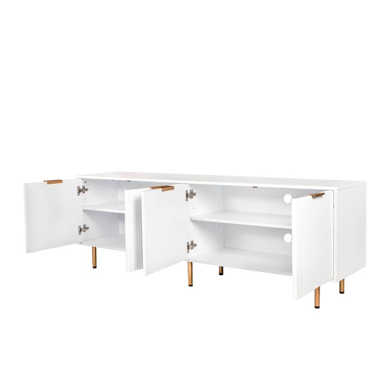 Modern TV Stand Media Storage Cabinet for up to 80" Televisions, White