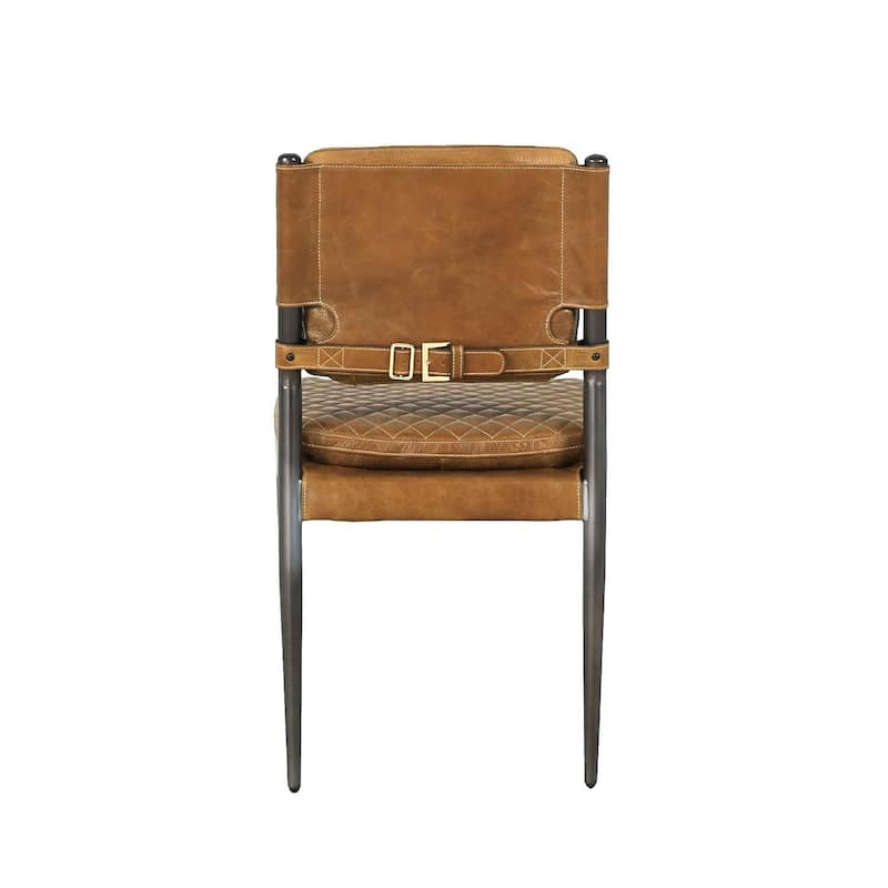 Pasargad Home Capri Brown Top Grain Leather Accent Chair, Brown