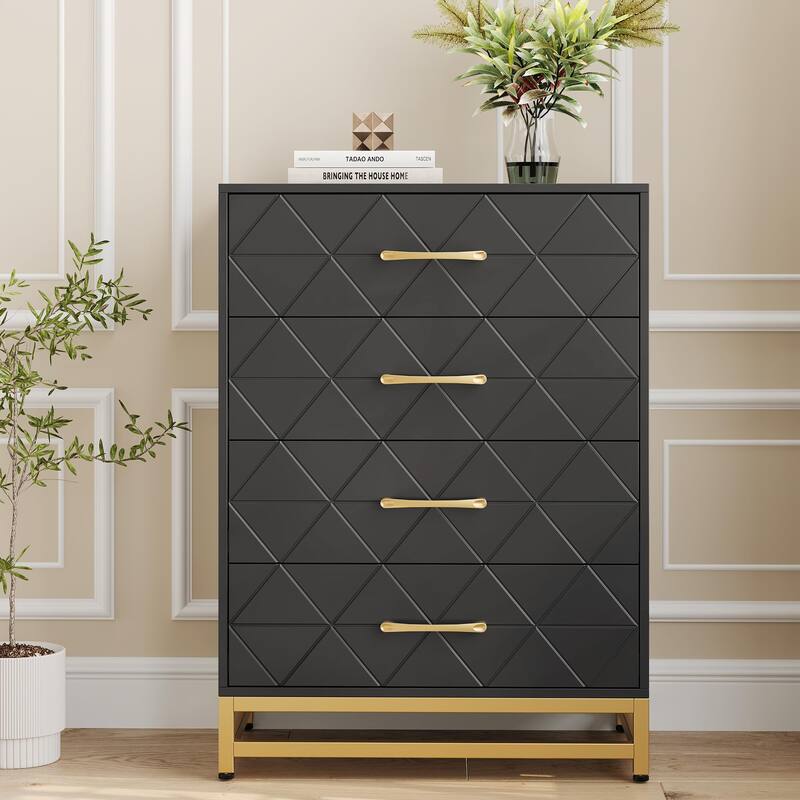 3/4 Drawer Wood Dresser for Bedroom, Modern Storage Chest for Closet