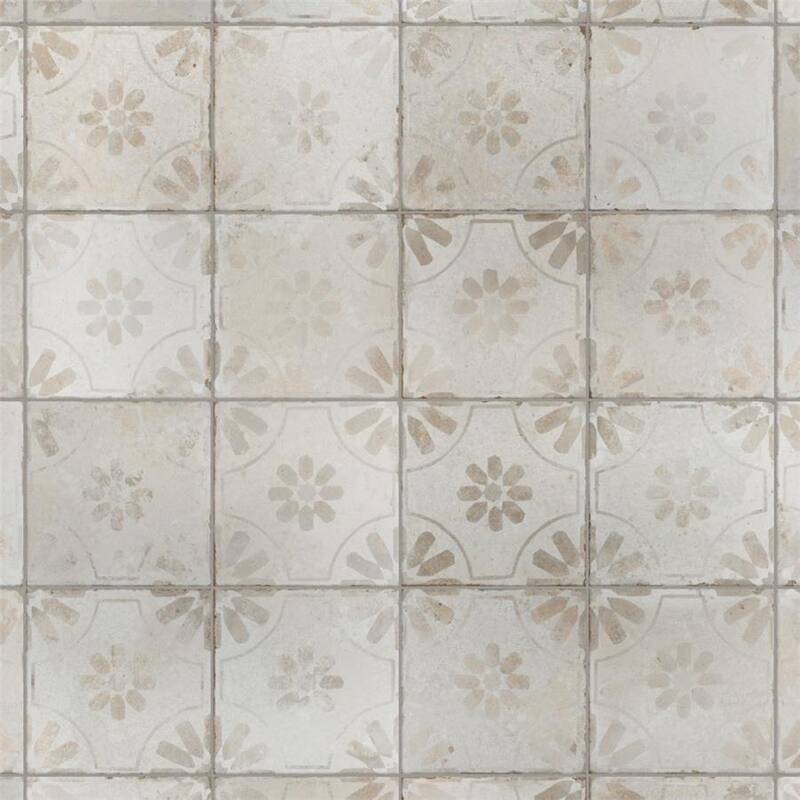 Merola Tile Kings Blume White 17-5/8" x 17-5/8" Ceramic Floor and Wall Tile
