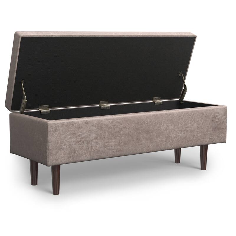 WYNDENHALL Blanchette 48 inch Wide Mid Century Modern Rectangle Storage Ottoman