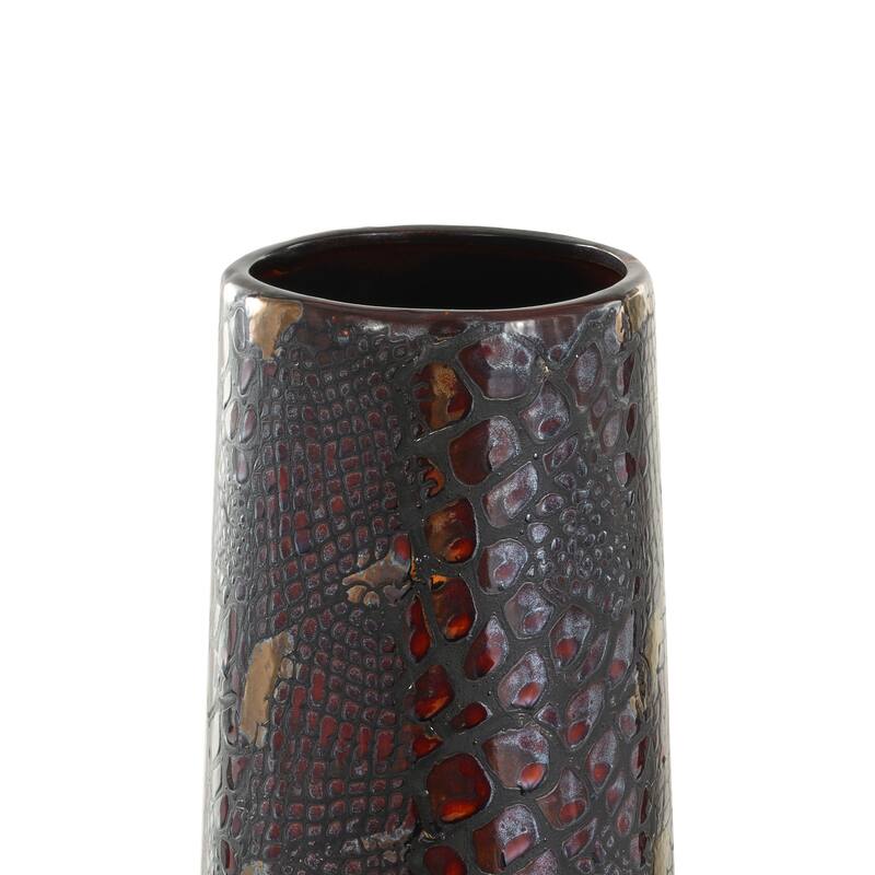 Silver Ceramic Snakeskin Inspired Decorative Vase