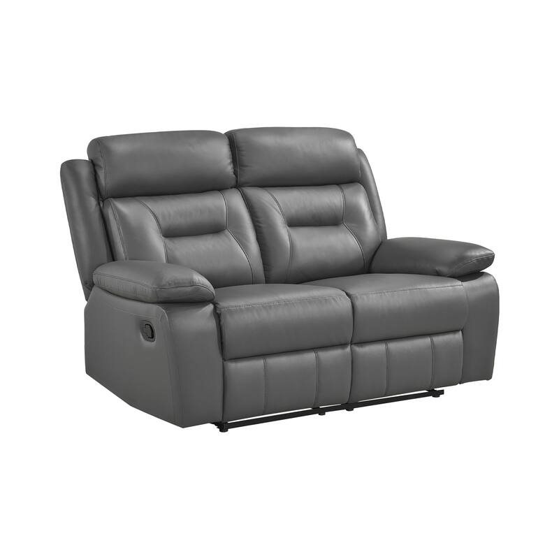 Papyrus Leather Match Manual Double Reclining Loveseat - Dark Gray