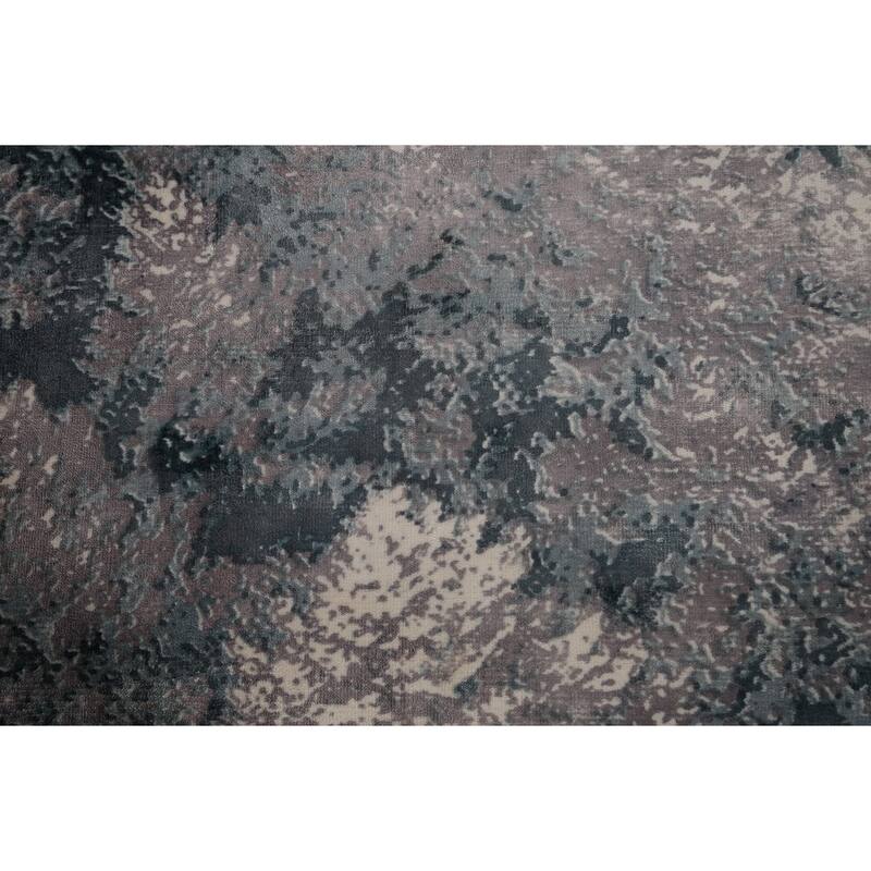Greys Abstract Indian Area Rug Hand-Knotted Wool Carpet - 5'11"x 9'1"