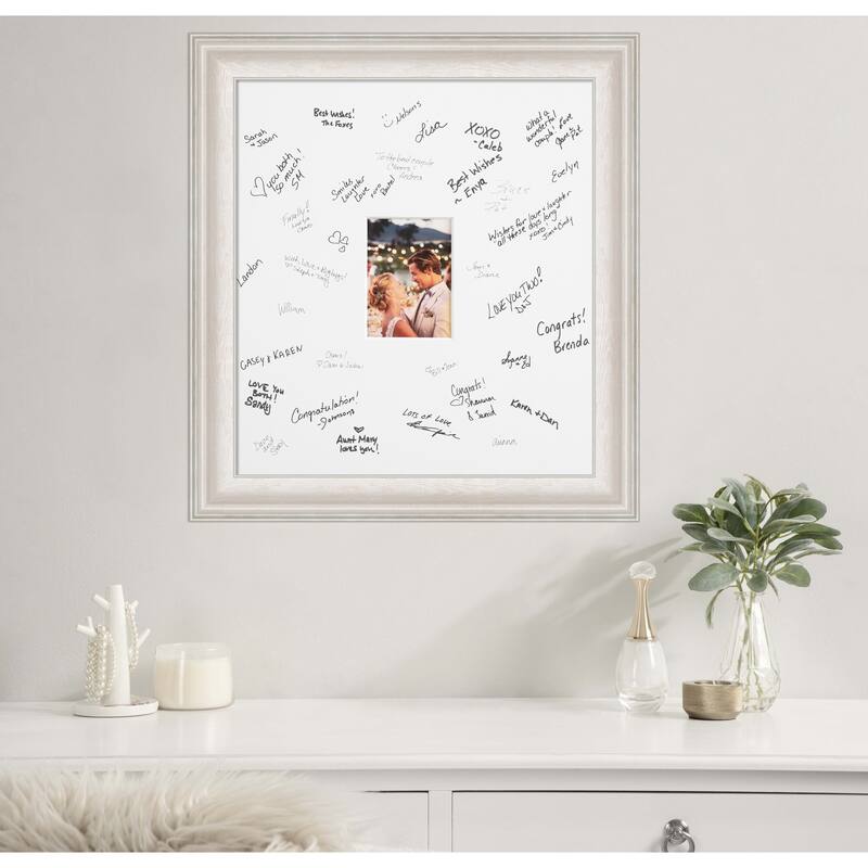 Trio Signature Mat Picture Frame - Autograph Photo Frame Guest Book Alternative for Weddings, Graduations, or Retirement