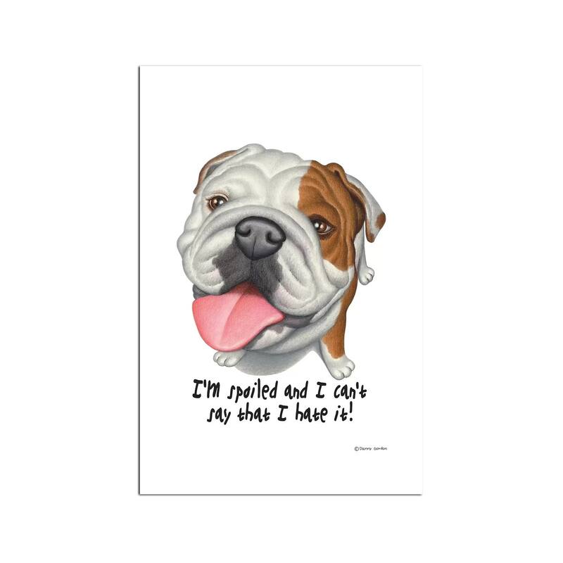 Bulldog With Sign Fine Art Paper Print by Danny Gordon - Multi