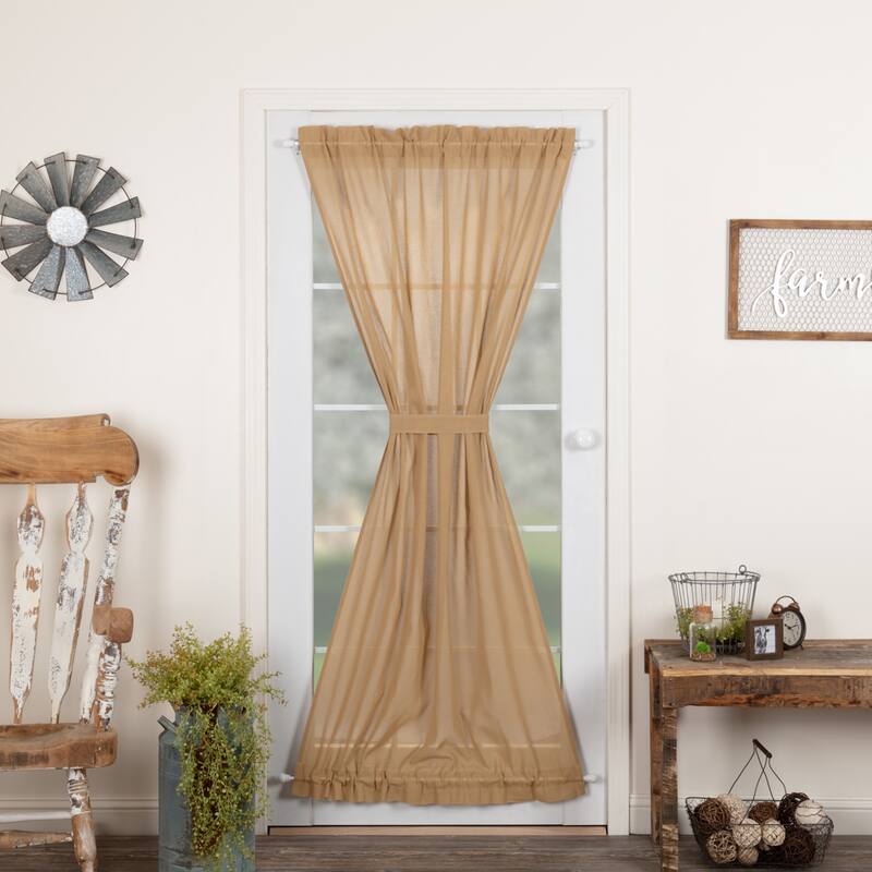 Tobacco Cloth Fringed Door Panel - Door Panel 72x40 - Door Panel 72x40 - Khaki