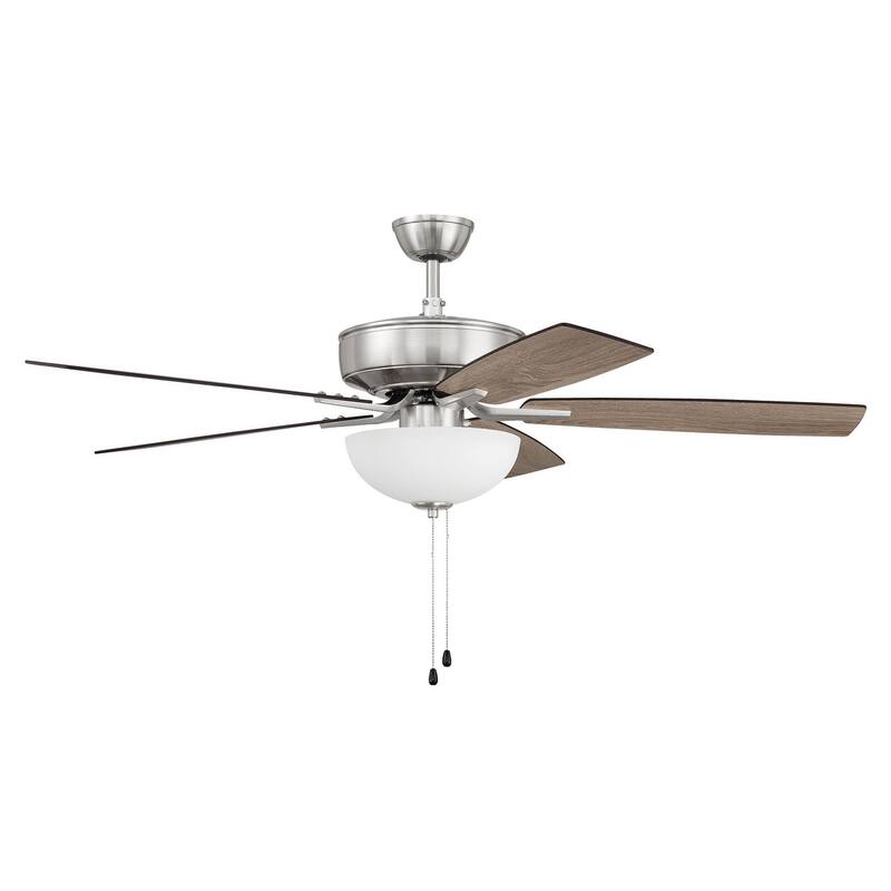 Craftmade Pro Plus 52" 5 Blade LED Ceiling Fan - 18 Watts - Brushed Polished Nickel / Driftwood / Grey Walnut