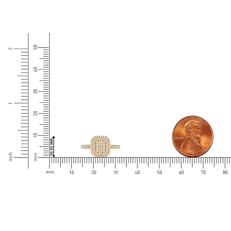 1/3ct TDW Diamond Cluster Double Halo Engagement Ring in 10k Yellow Gold for Women