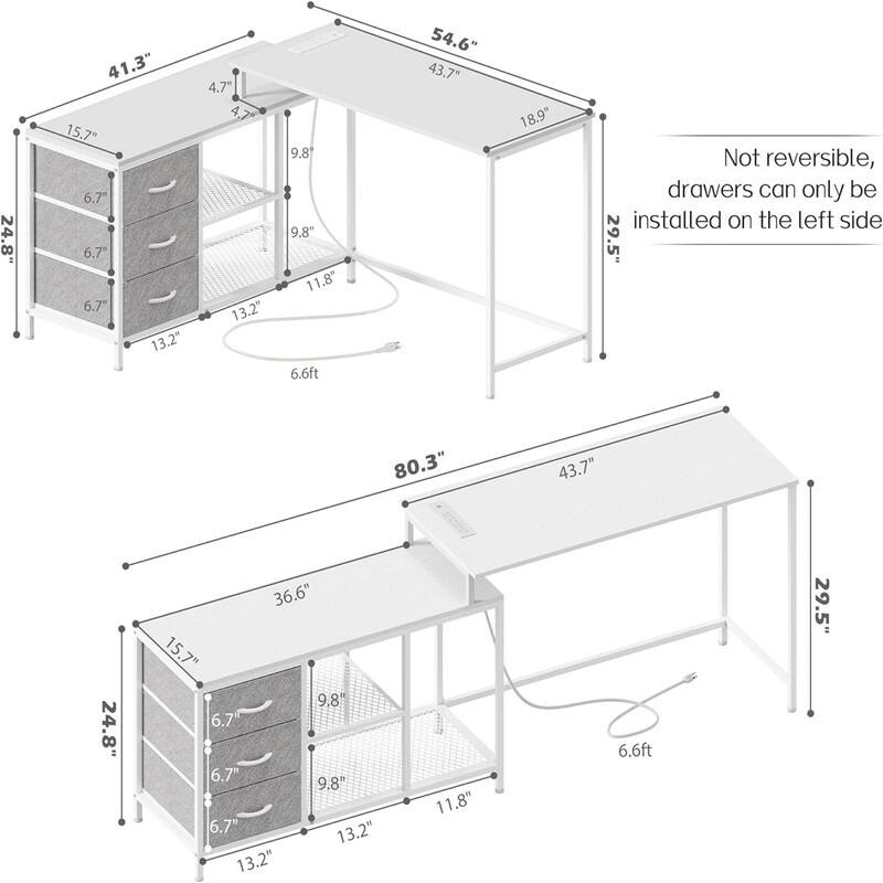 L Shaped Desk with Power Outlets