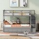 preview thumbnail 1 of 42, Multi-Functional Twin Over Twin Bunk Bed with 3 Drawers, Storage Stairs, Armrest and Full-Length Guardrails for Kids Grey - Twin