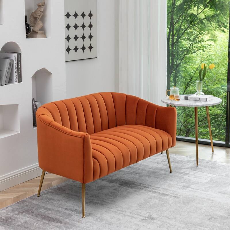SEYNAR Modern Velvet Upholstered 3 Piece Living Room Set with Golden Legs