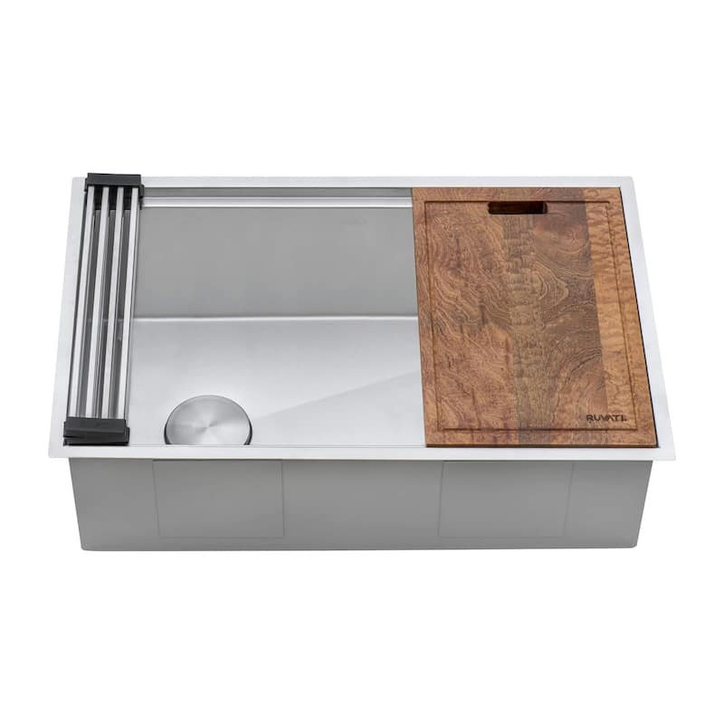 Ruvati 33-inch Workstation Slope Bottom Offset Drain Undermount 16 Gauge Kitchen Sink - 33" X 19" - 33" X 19"