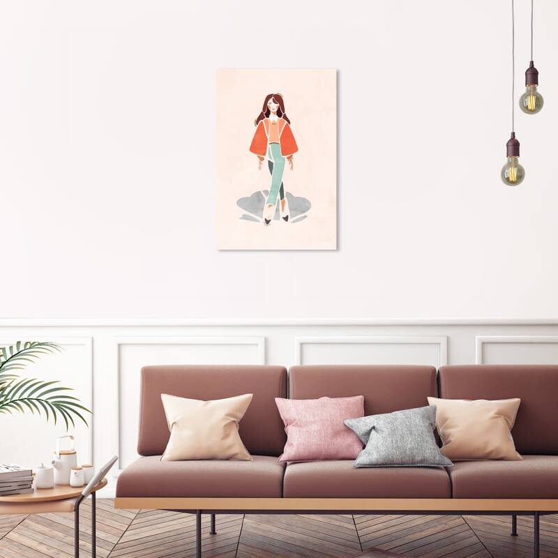 Wynwood Studio Canvas Fashion and Glam Abstract Girl II Orange and Pastel Orange Modern & Contemporary Wall Art Canvas Print - 30 x 20