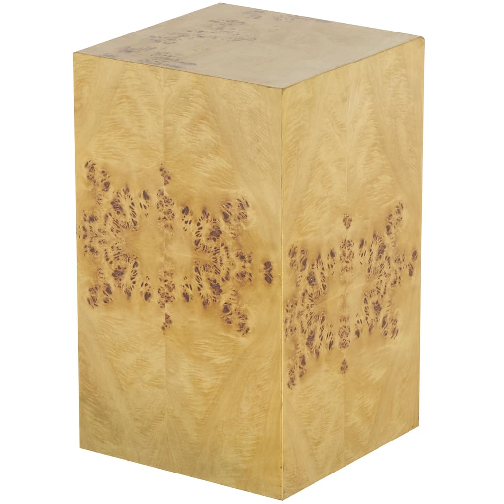 Wood Square Cube Accent Table with Wood Grain Patterns - Brown - Roche River Decor