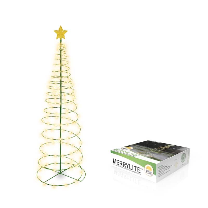 4' Ft Solar Pre-Lit LED Metal Christmas Tree Holiday Light Decoration - 1 or 2 Pack