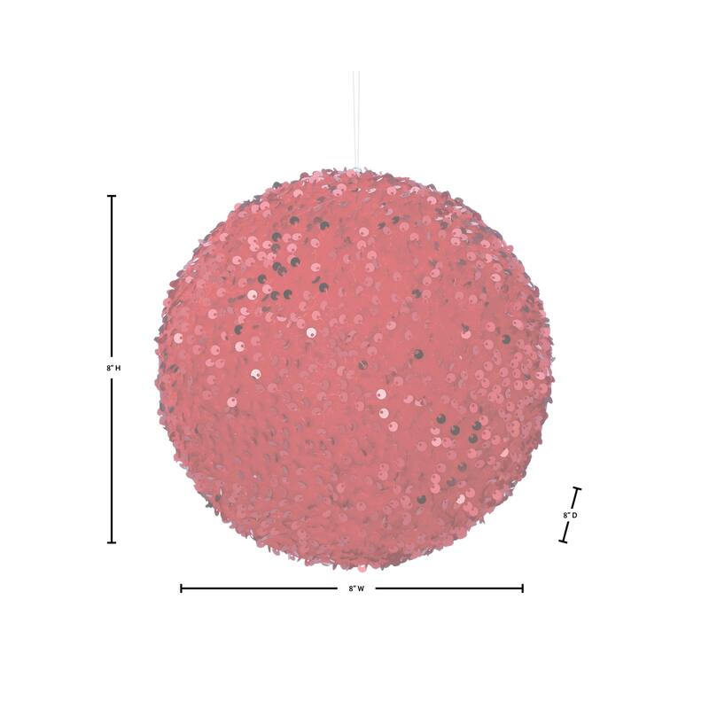 8" Sequin Ball Ornament Set of 2