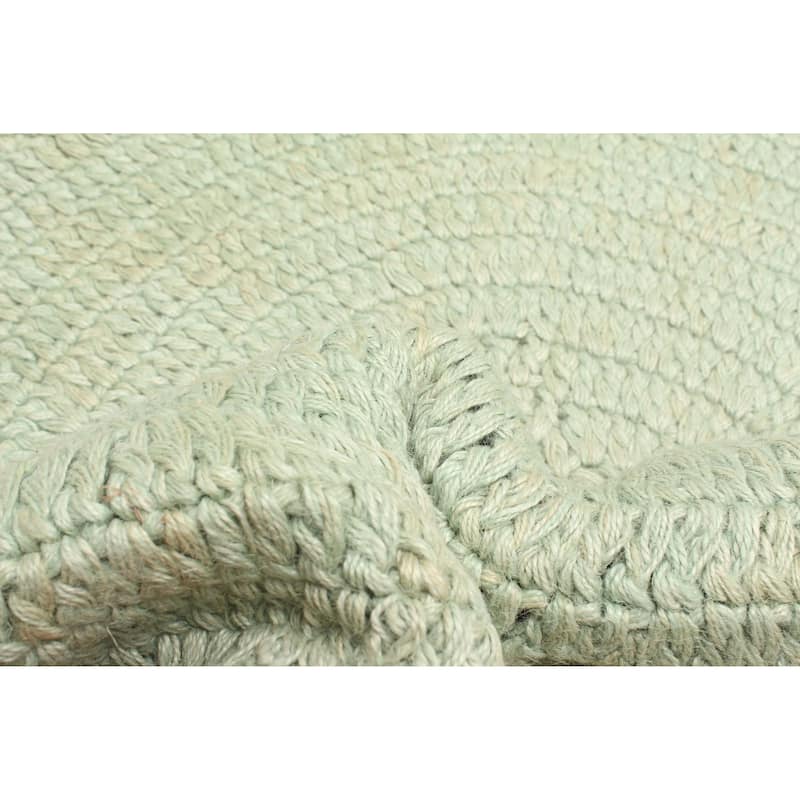 ECARPETGALLERY Braid weave Sienna Light Green Wool Rug - 3'2 x 3'2