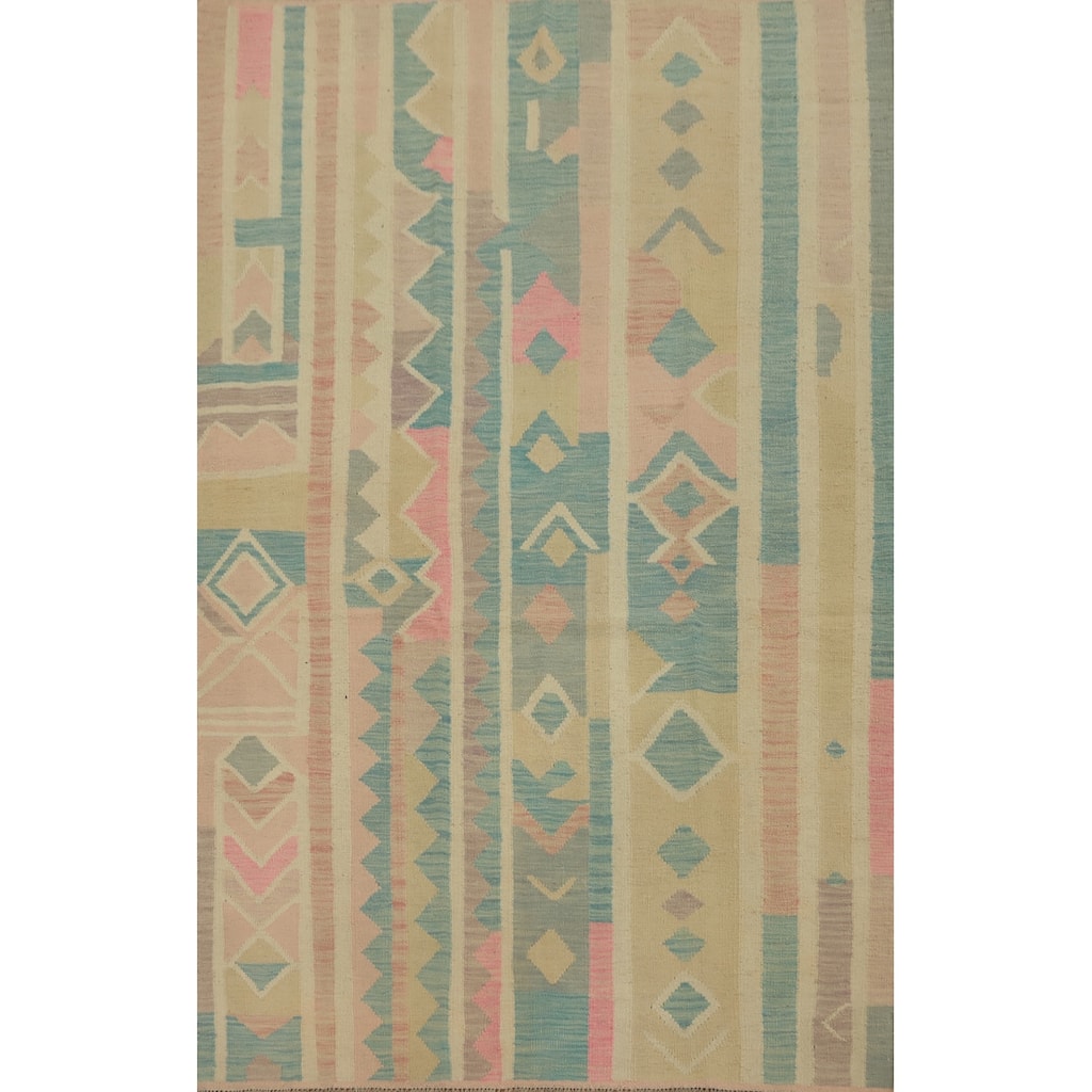 Hand Woven Southwestern Wool Multi-Colored Geometric Area Rug - 7' 0'' X 4' 11''