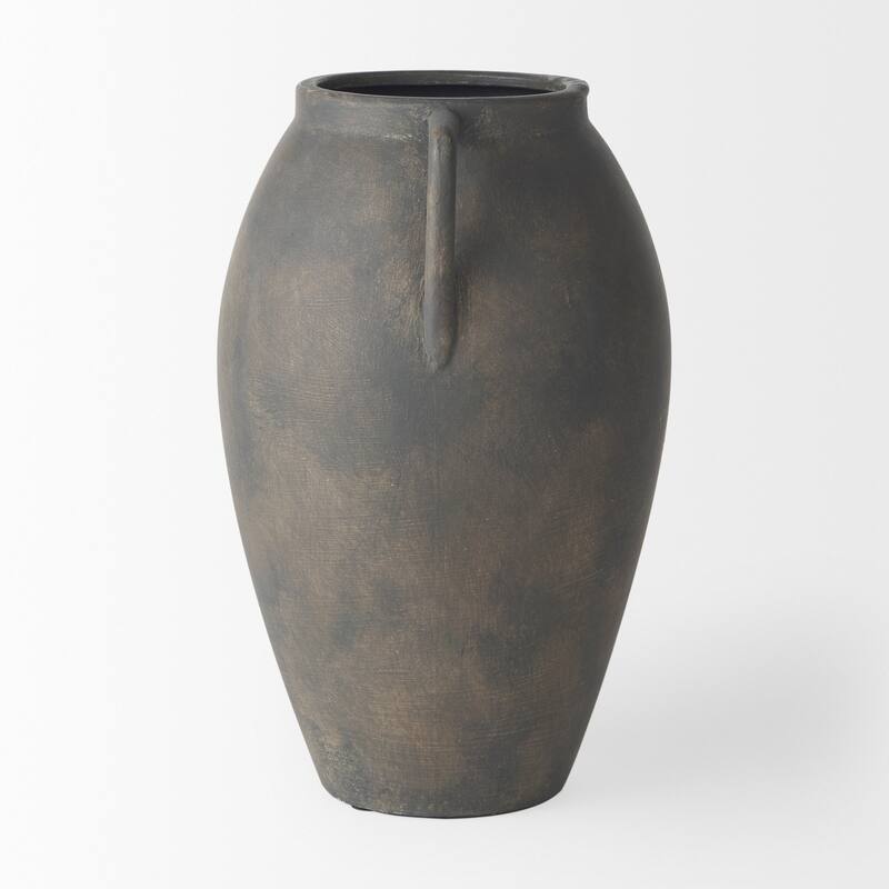 Kilian Brown And Gray Ceramic Double Ear Vase (11") - 7.5L x 7.5W x 11.2H