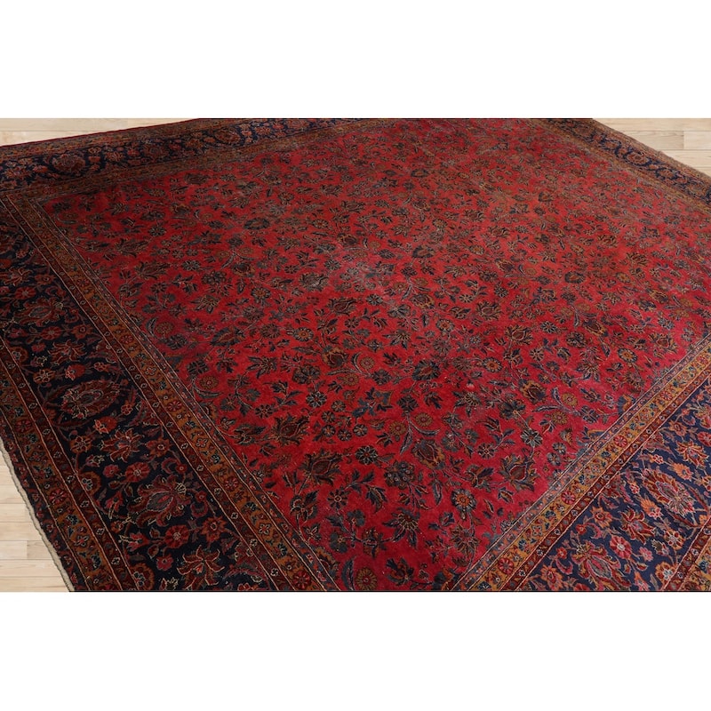 Hand Knotted 300 KPSI Antique Rose Persian Wool Traditional Area Rug - 10' 5'' x 13' 9''