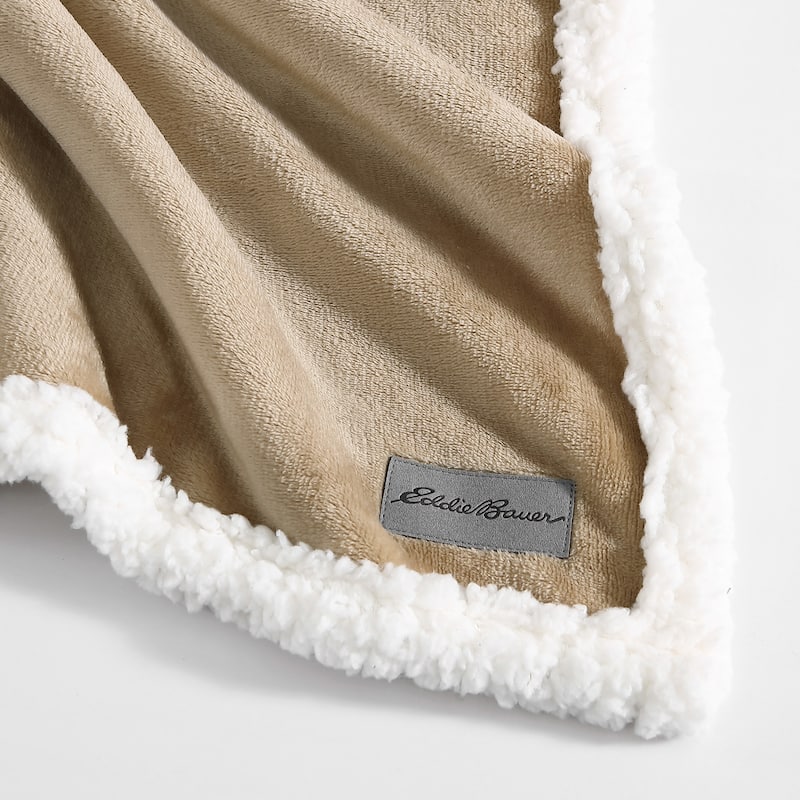 Eddie Bauer Solid Ultra Soft Plush/Sherpa Reversible Blanket