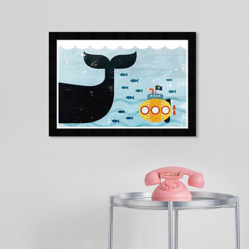 Wynwood Studio Prints Animals Full Speed Ahead Blue and Light Blue Modern & Contemporary Wall Art Canvas Print - Black