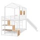 preview thumbnail 8 of 11, White House-shaped Metal Bunk Bed wHouse Roof Frame, Twin Over Twin Bed, Storage Stair, Slide for Teens Children Playhouse Bed