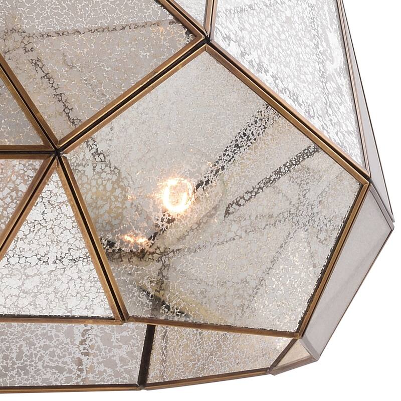 Euclid Mercury Glass/ Brass Mid-Century Modern Pendant Light