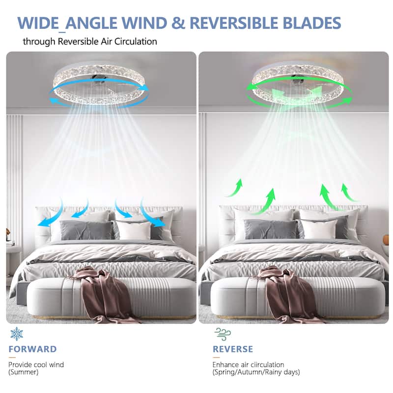 Modern Ceiling Fan Light with Adjustable Color Temperature and Remote Control, 6 Wind Speeds for Bedroom and Living Room
