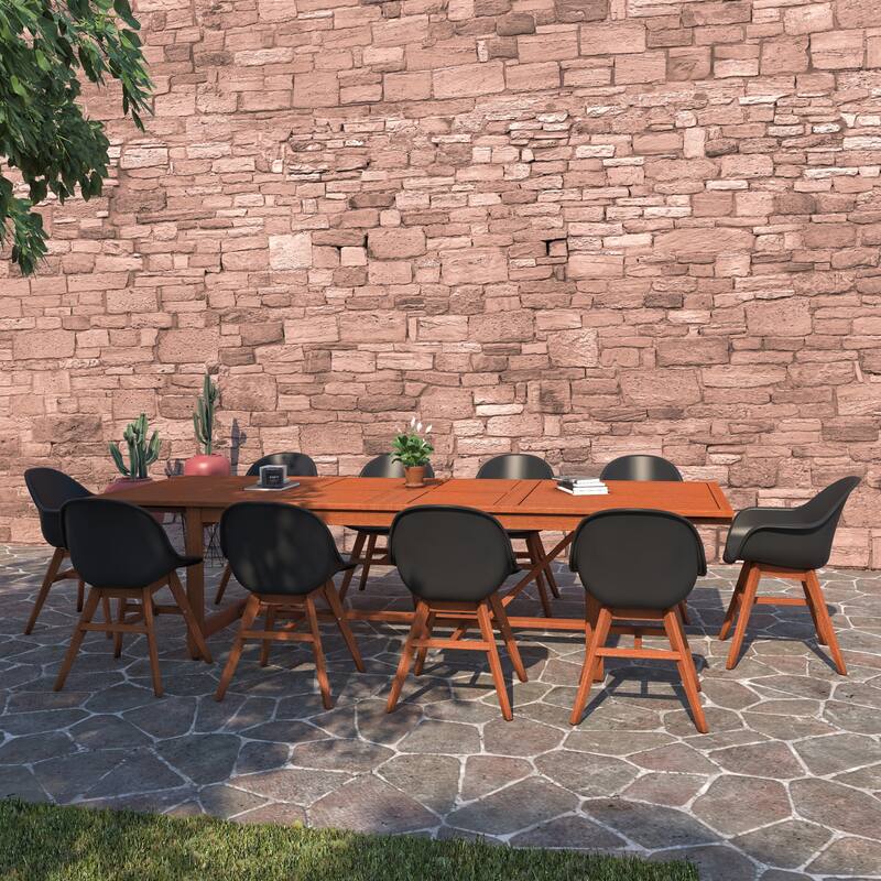 Amazonia Hawaii White 11 piece Extendable Rectangular Patio Dining Set - 11 Piece