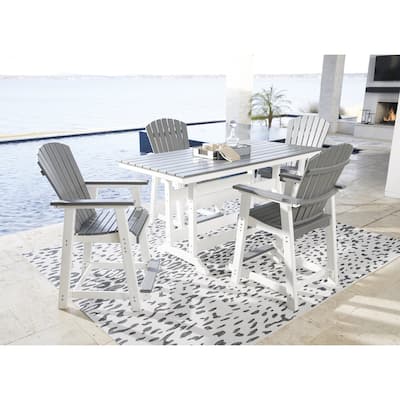 Signature Design by Ashley Transville White/Gray 5-Piece Outdoor Dining Package - 71.75" W x 37.5" D x 37" H