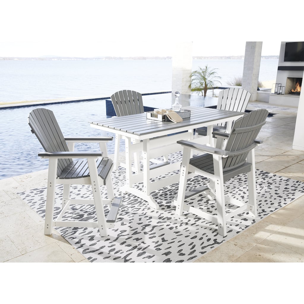 Signature Design by Ashley Transville White/Gray 5-Piece Outdoor Dining Package - 71.75" W x 37.5" D x 37" H