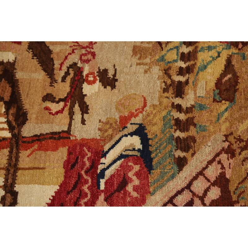 Vegetable Dye Karabagh Oriental Rug Hand-Knotted Wool Carpet - 4'2" x 5'11"