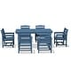 preview thumbnail 76 of 82, 7-Piece HDPE Outdoor Dining Table Sets with Umbrella Hole - 1-Table 6-Chairs