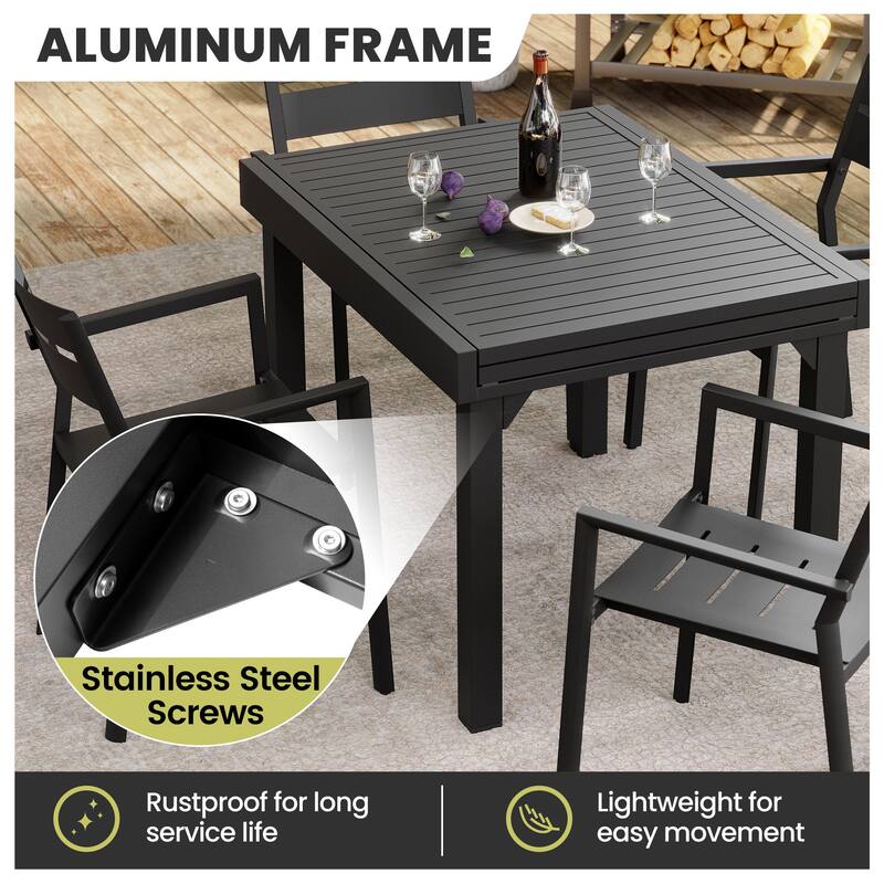 Outdoor Rectangle Extendable Dining Table by Crestlive Products - 28.74"/31.50" D x 82.68" W x 29.92" H