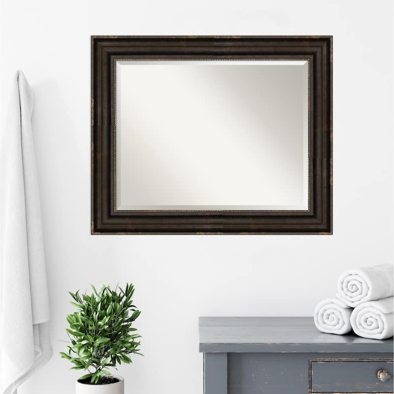 Beveled Bathroom Wall Mirror - Stately Bronze Frame - Stately Bronze