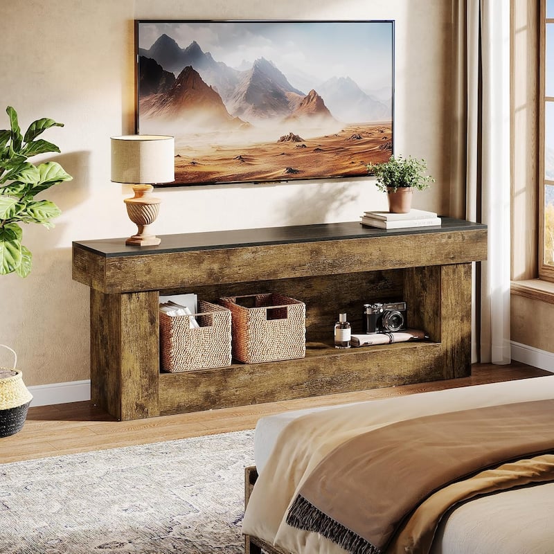 63" TV Stand, Farmhouse Media Console with Open Storage Space, Entertainment Center for 60/65/70 Inches TVs